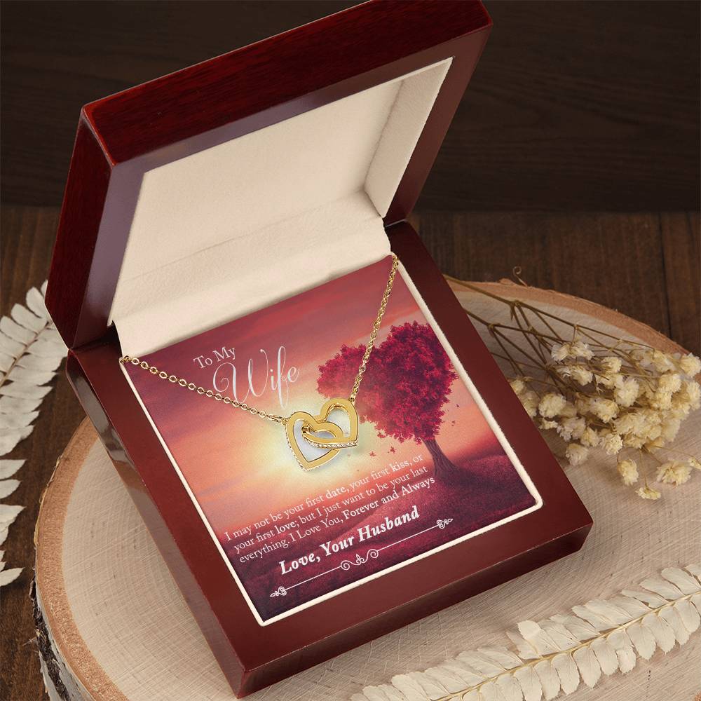 To My Wife - I Love You Forever And Always Interlocking Hearts Necklace