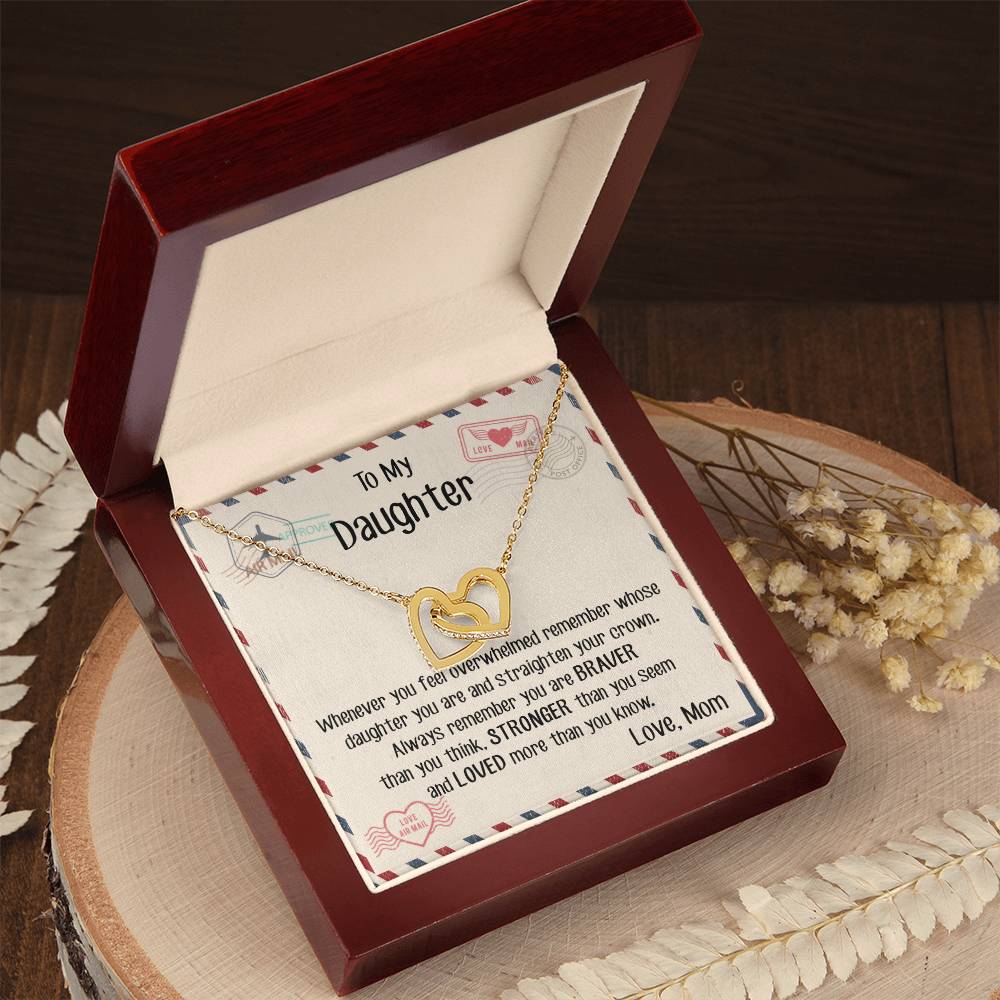 Daughter - Mom Gift Interlocking Hearts Necklace