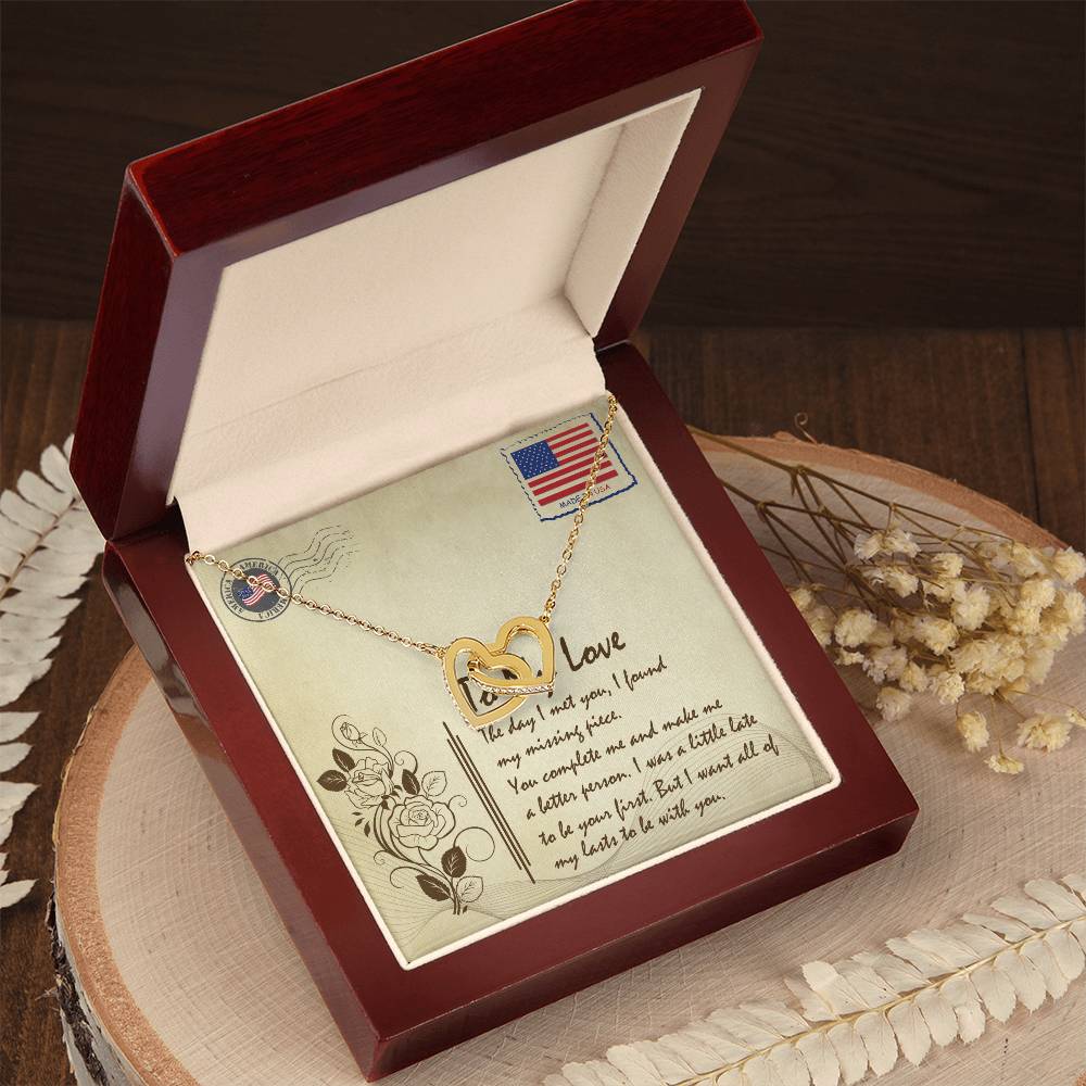 To My Love Interlocking Hearts Necklace Message Card