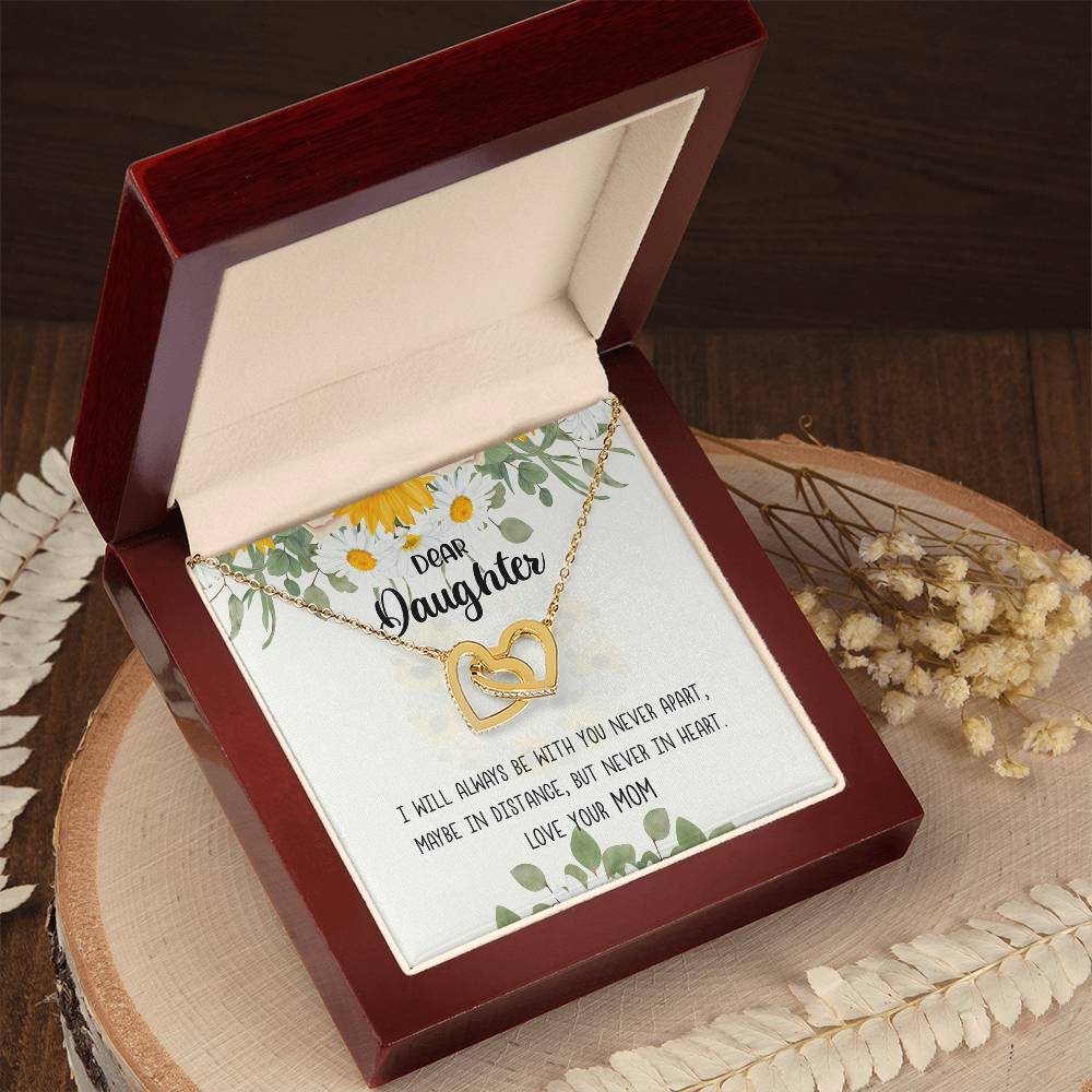 Dear Daughter - Gift From Mom Birthday Wish For Daughter Interlocking Hearts Necklace