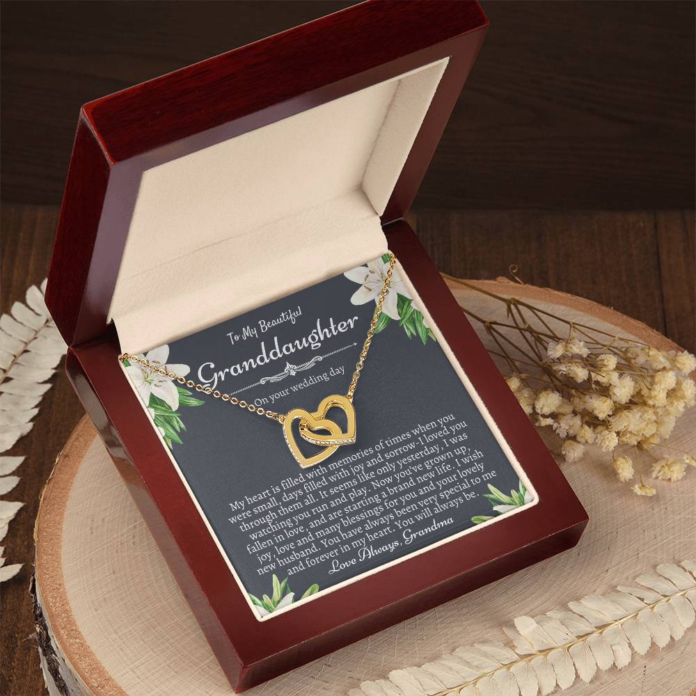 To My Granddaughter On Her Wedding Day Bride Gift From Grandma Granddaughter Wedding Necklace Heartfelt Gift From Nana Nanny Bride Gift Interlocking Hearts Necklace