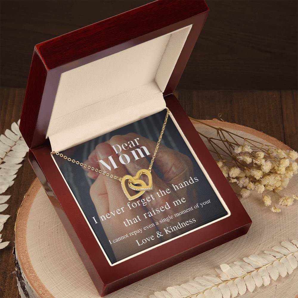 I Never Forget The Hands That Raised Me - Interlocking Necklace Interlocking Hearts Necklace