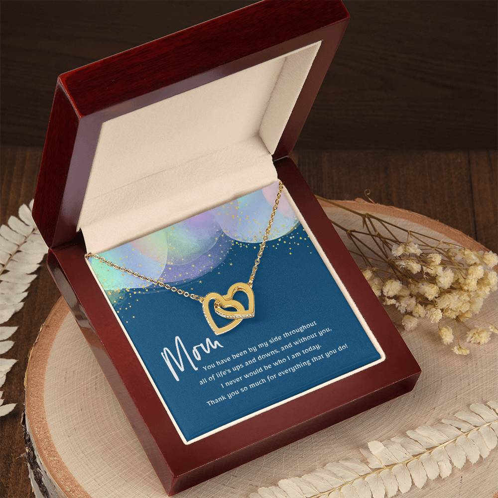 Thank You Mom Interlocking Hearts Necklace
