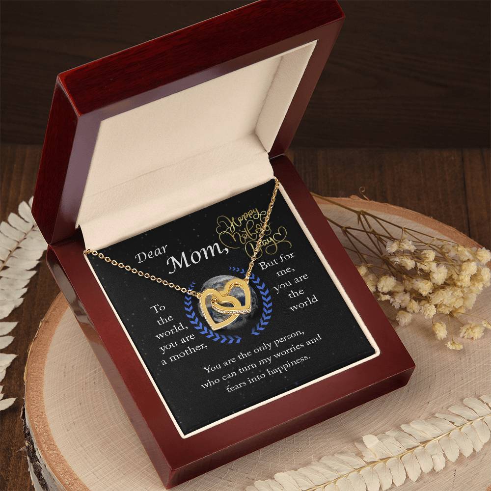 Dear Mom You Are The World Two Hearts Necklace Interlocking Hearts Necklace