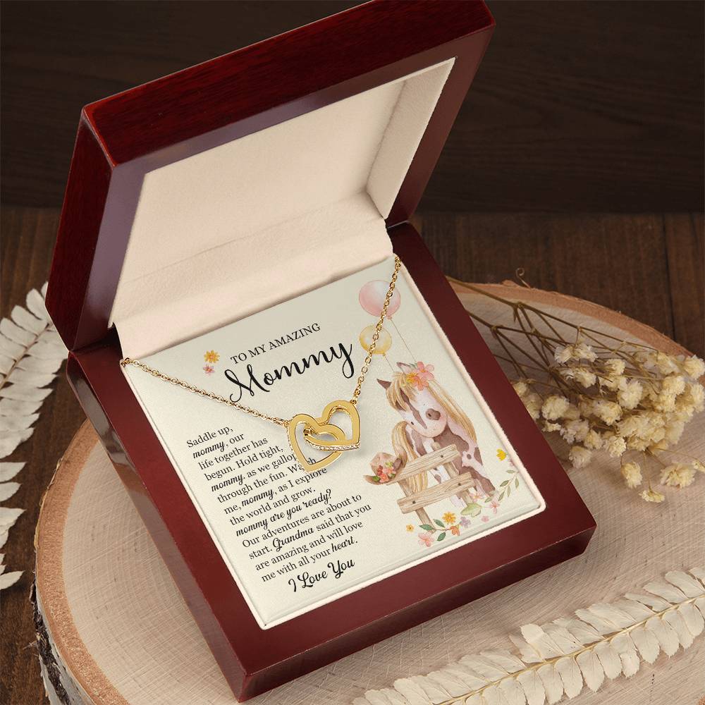 Saddle Up Amazing Mommy Necklace Interlocking Hearts Necklace
