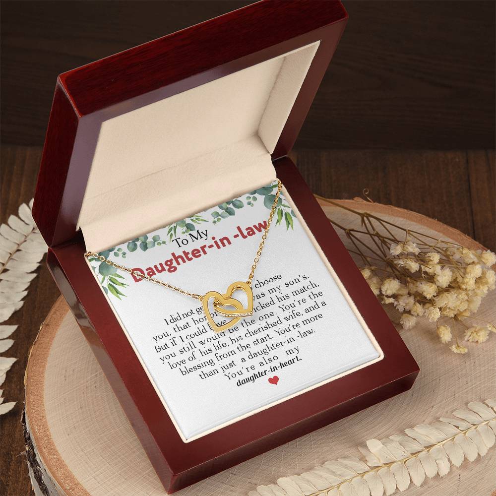 To My Daughter-In-Law You'Re Also My Daughter In Heart Interlocking Hearts Necklace