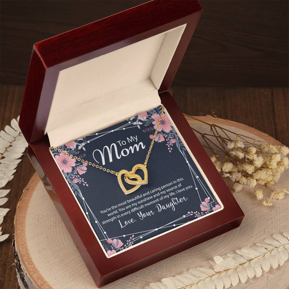 Beautiful Gift For Mom From Daughter Interlocking Hearts Necklace