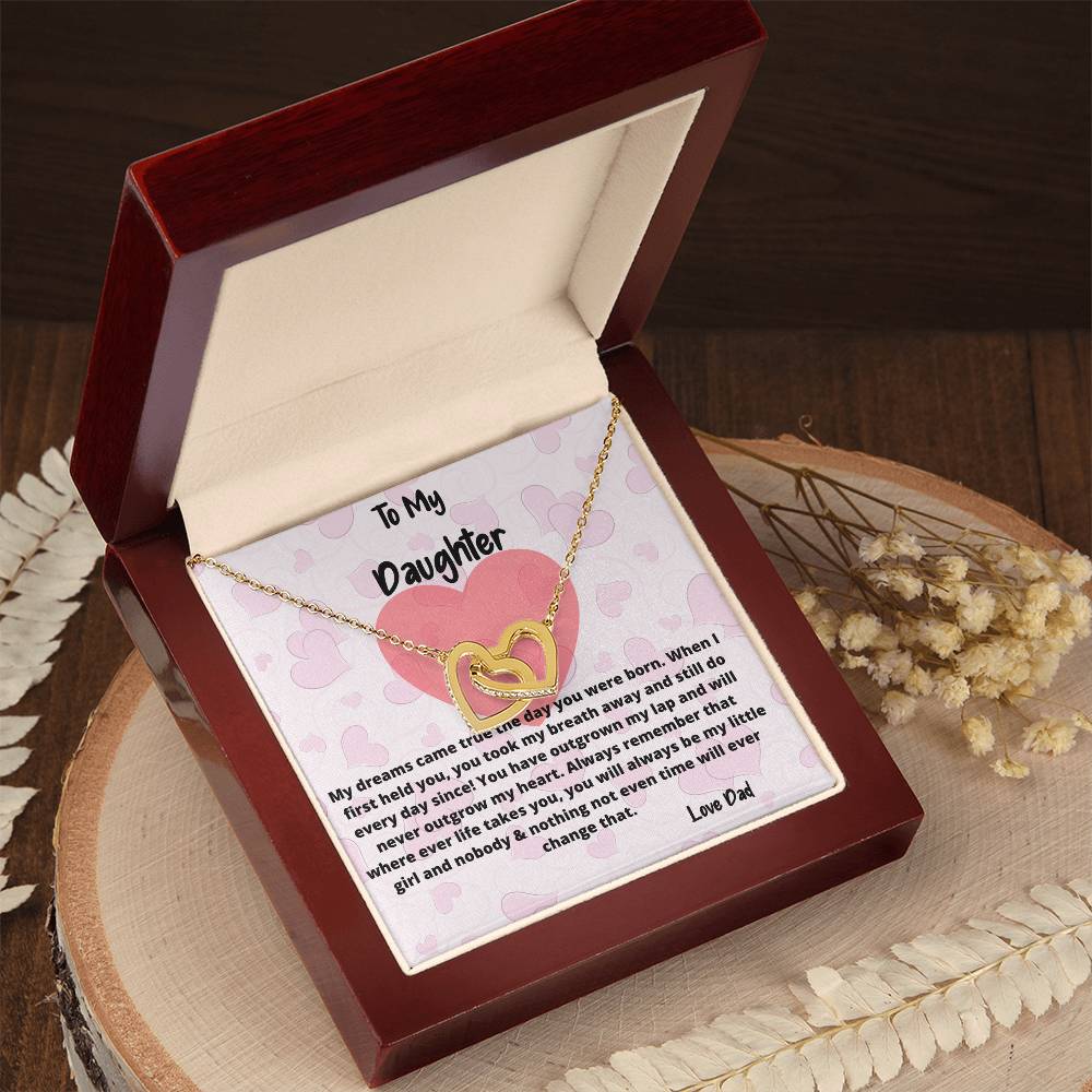To My Daughter Necklace You Have Outgrown My Lap Double Hearts Necklace Interlocking Hearts Necklace
