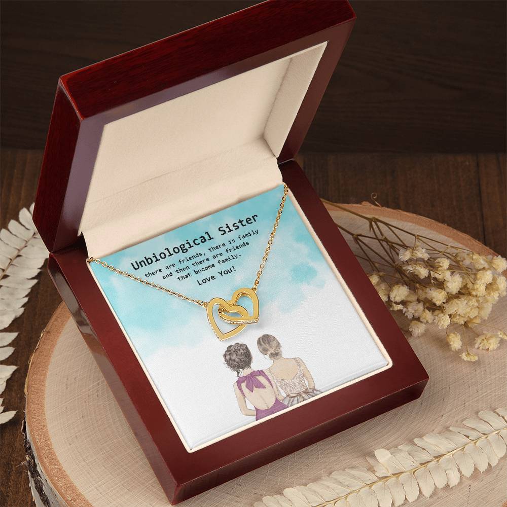 Besties Interlocked Heart Necklace With Personalized Note For Your Sister From Another Mother Interlocking Hearts Necklace
