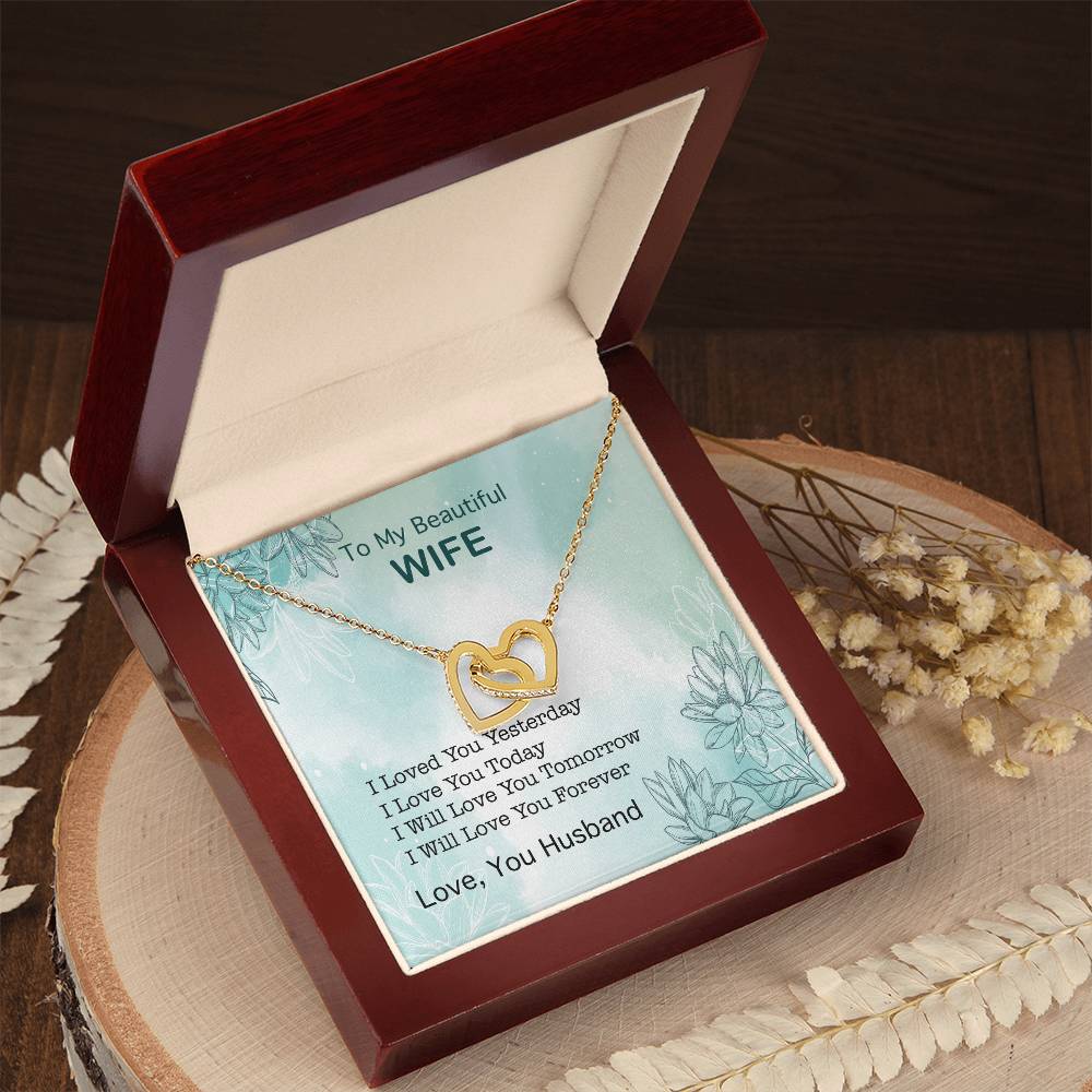 To My Beautiful Wife Interlocking Hearts Necklace