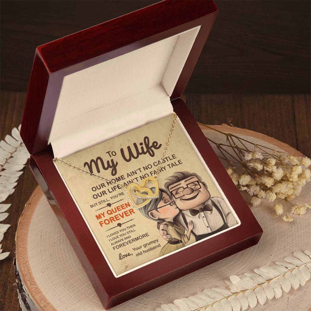 To My Wife Necklace My Queen Forever Interlocking Hearts Necklace