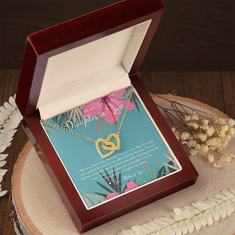 Daughter-In-Law Gift Necklace Wedding Gift Jewelry From Mother-In Law Gift For Bride Daughter-In-Heart Interlocking Hearts Necklace