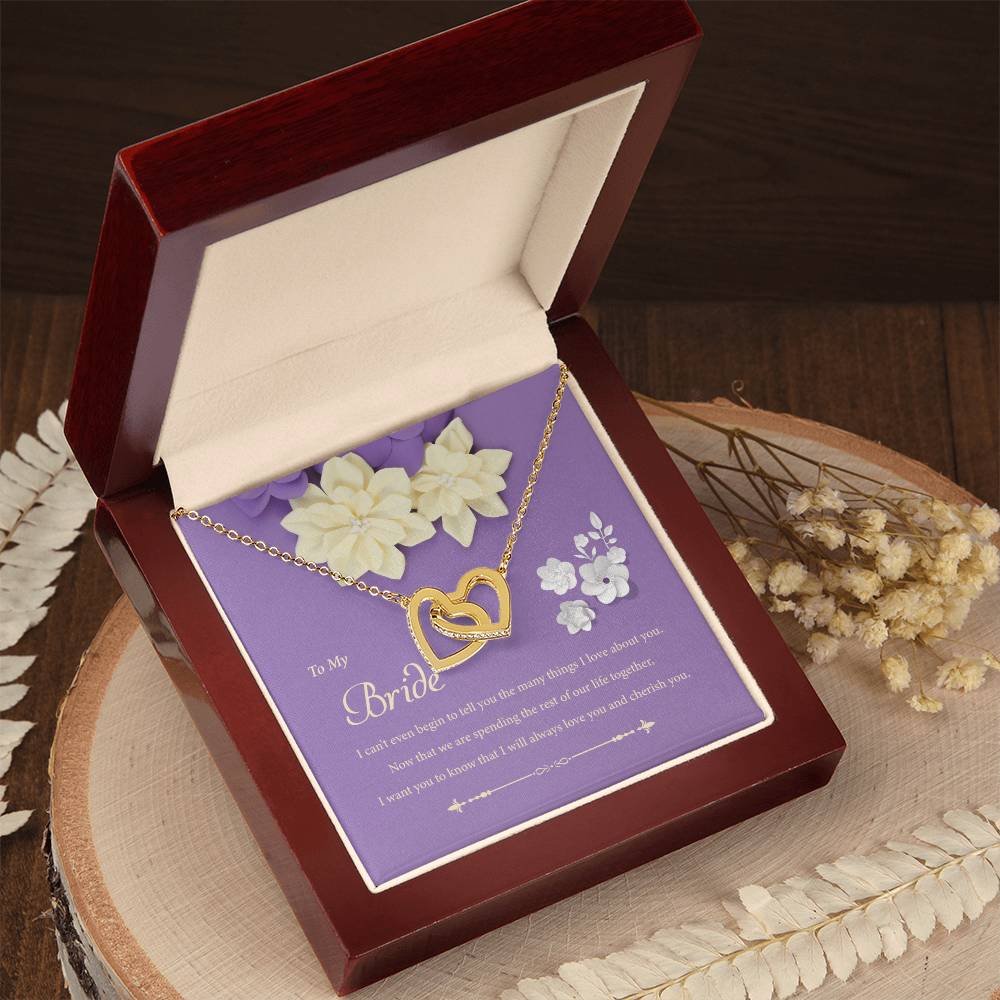 To My Bride - I Can'T Even Begin To Tell You Interlocking Hearts Necklace