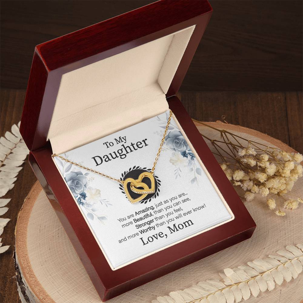 To My Daughter - You Are More Beautiful Than You See - Necklace Interlocking Hearts Necklace