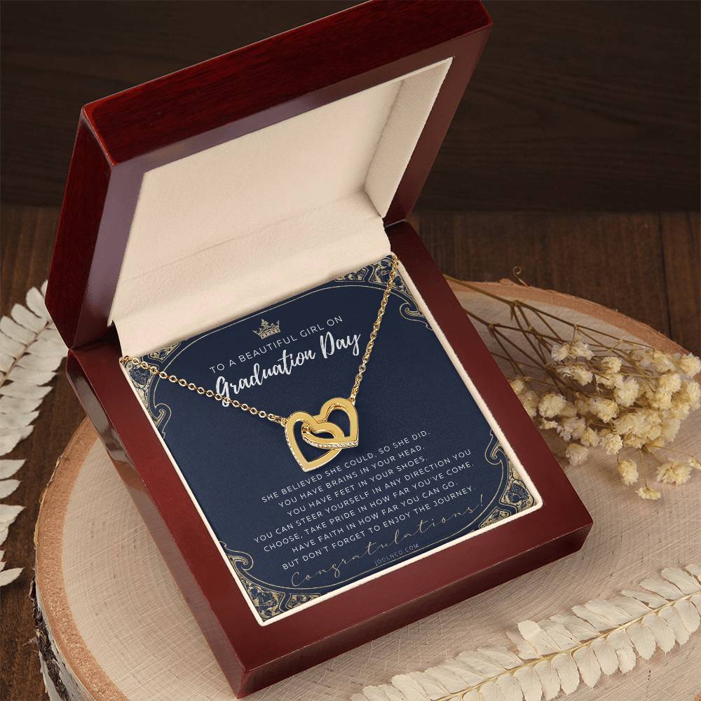 Graduation Gift Necklace For Daughter College Graduation Gift For Her High School Senior Graduation Mba Phd Master Class Of Interlocking Hearts Necklace