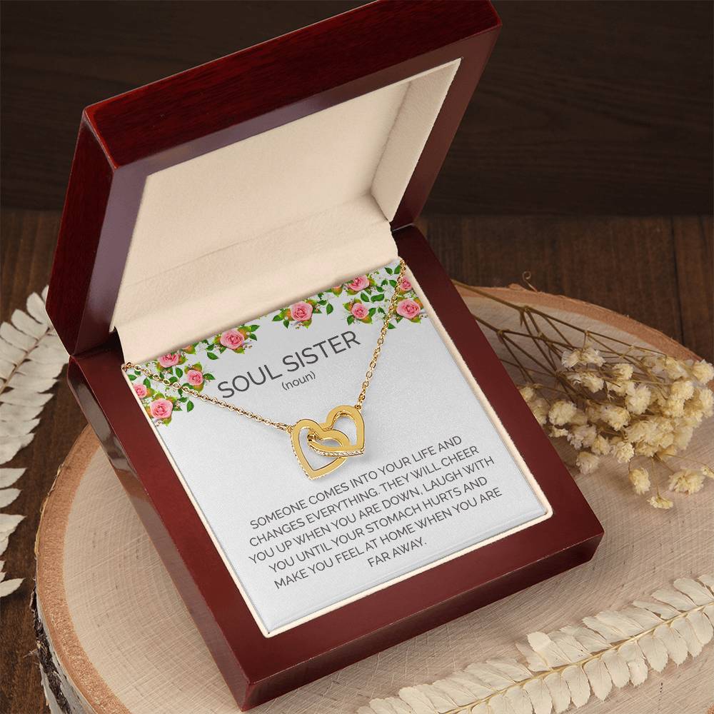 Soul Sister Unbiological Sister Necklace Sorority Sister Sister In Law Necklace Interlocking Hearts Necklace