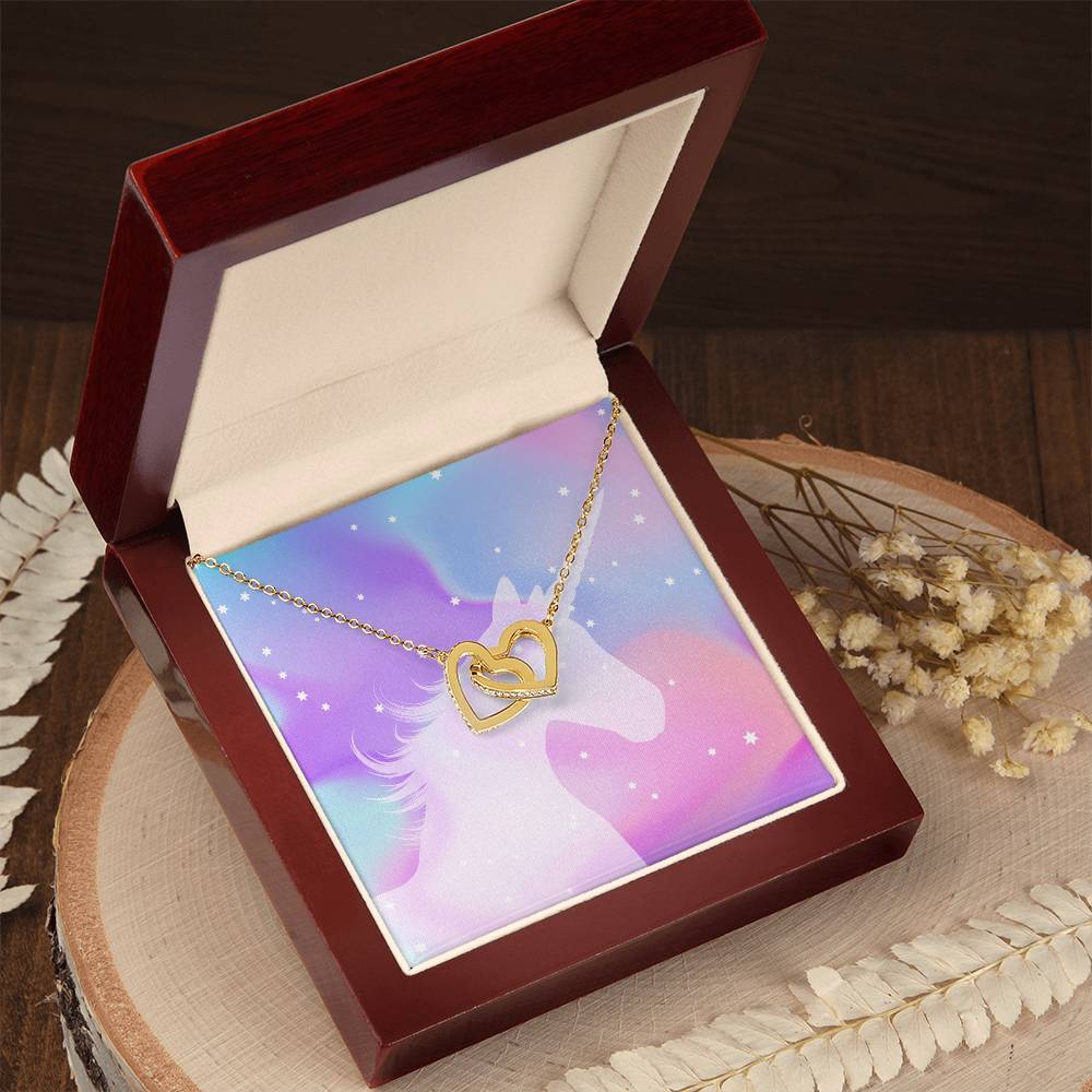 Unicorn Lovers Interlocking Hearts Necklace