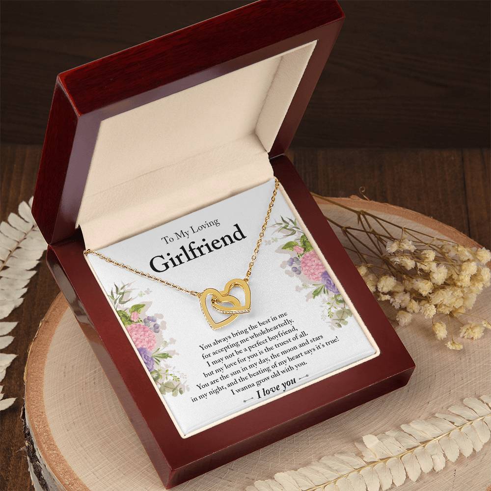 To My Loving Girlfriend - Interlocking Heart Pendant Necklace Interlocking Hearts Necklace