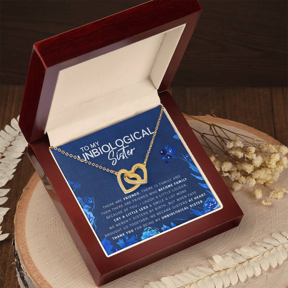 Unbiological Sister Heart Necklace Gift For Best Friend Thank You For Everything Interlocking Hearts Necklace