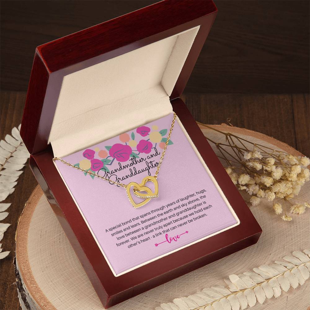 Grandmother And Granddaughter - A Special Bond So Strong It Cannot Be Broken Interlocking Hearts Necklace