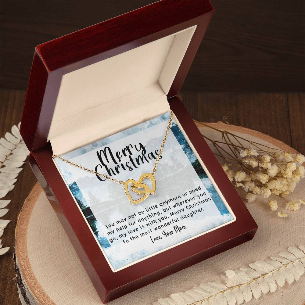 Gift For Daughter From Mom - My Love Is With You Interlocking Hearts Necklace