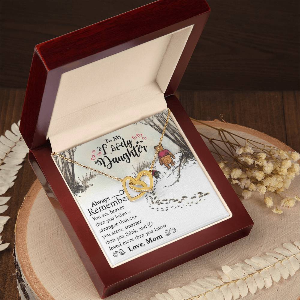 Lovely Daughter Winnie The Pooh Necklace Interlocking Hearts Necklace