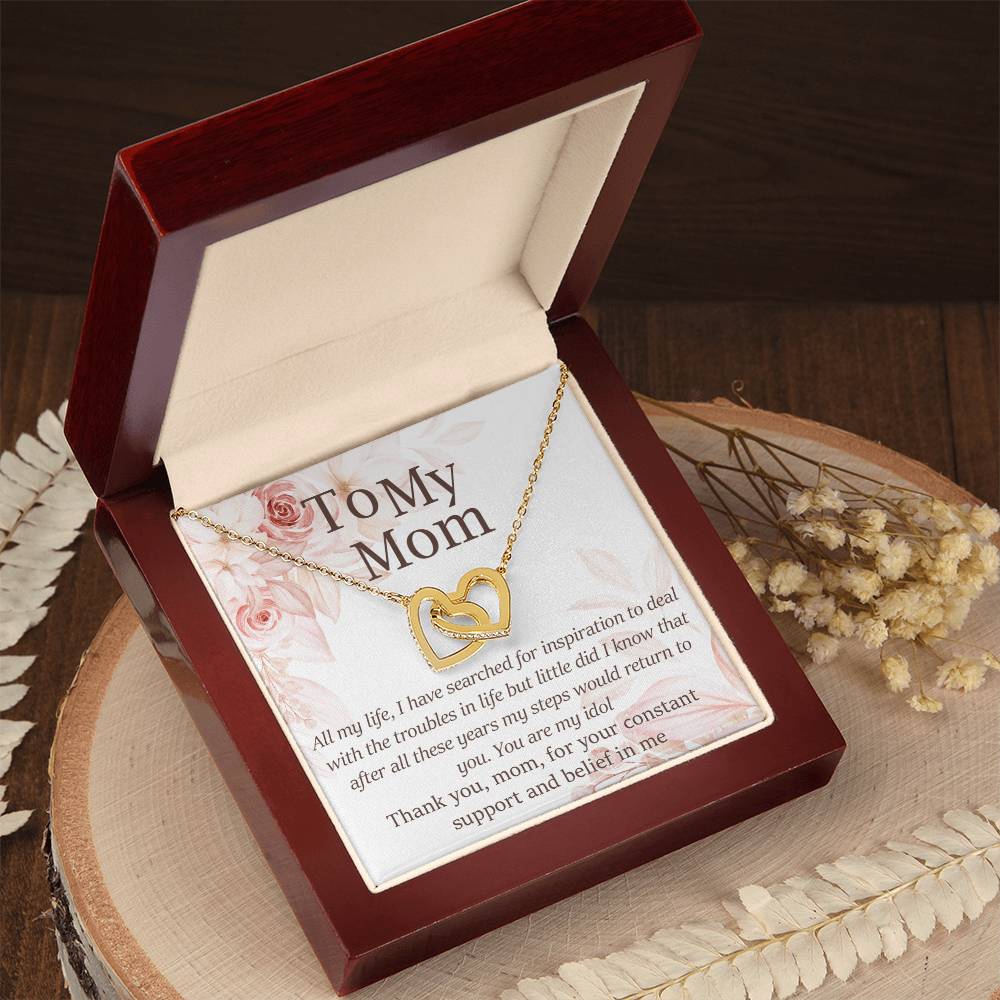 Mom Thank You For Your Inspiration Interlocking Hearts Necklace