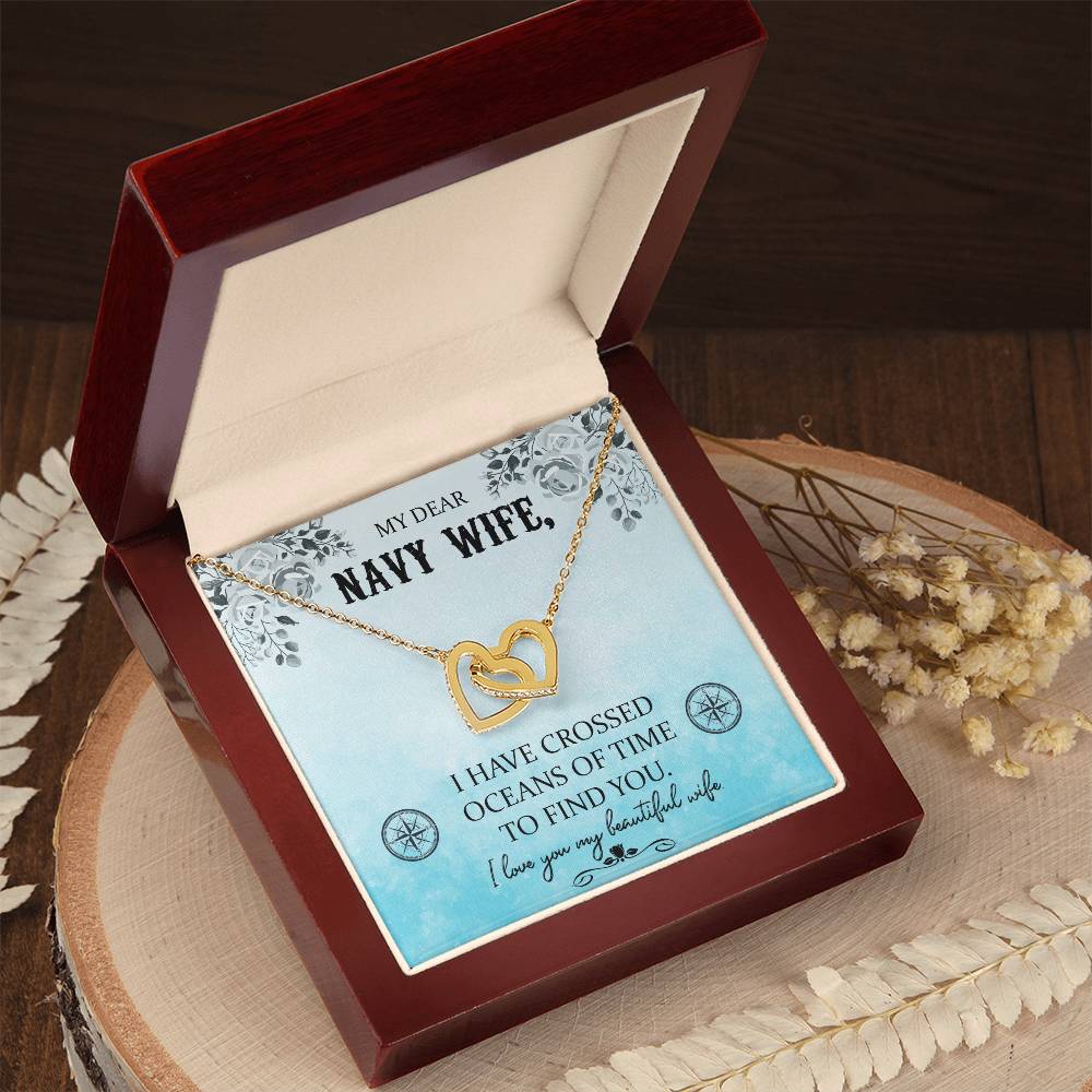 Navy Wife Gift Military Wife Heart Necklace Gift Navy Wife Mothers Day Gift Deployment Gift Deploy Gift Navy Wife Necklace Unique Gifts Interlocking Hearts Necklace
