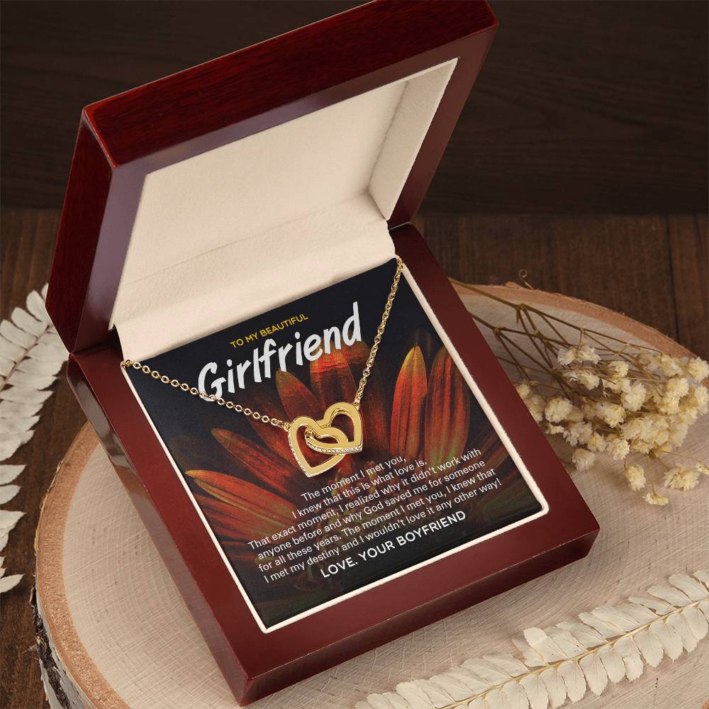 God Saved Me For You - Two Hearts Necklace For Girlfriend Interlocking Hearts Necklace