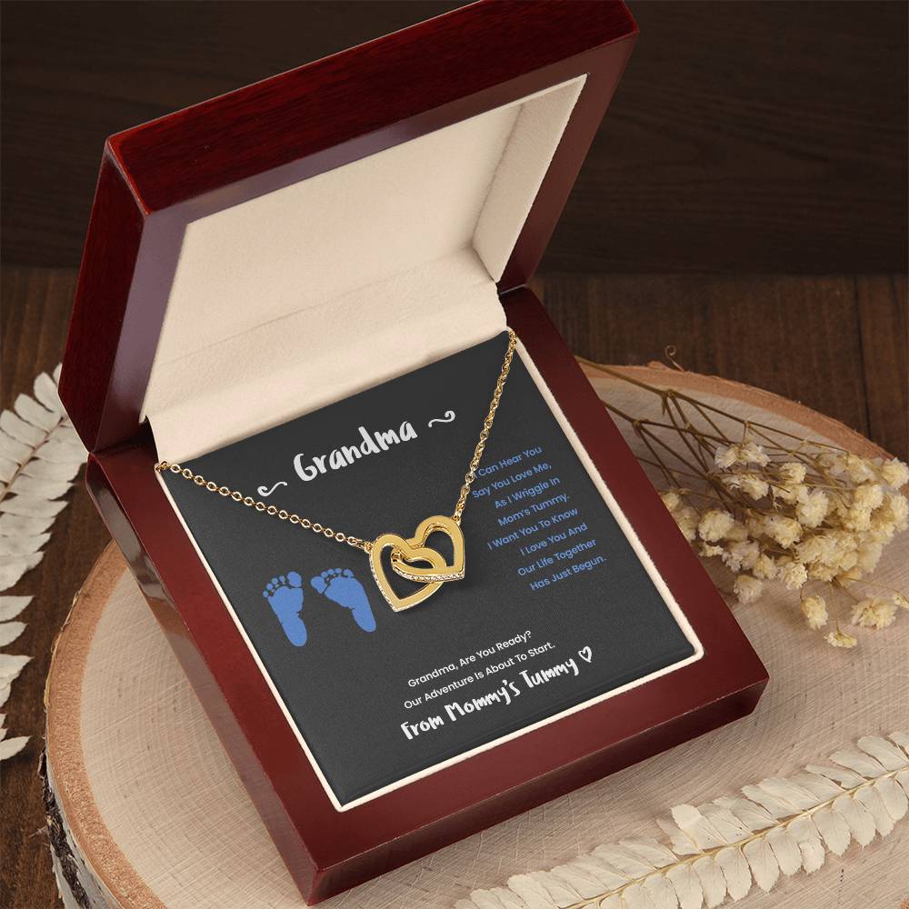Grandma I Can Hear You Say You Love Me - Blue Version Interlocking Hearts Necklace