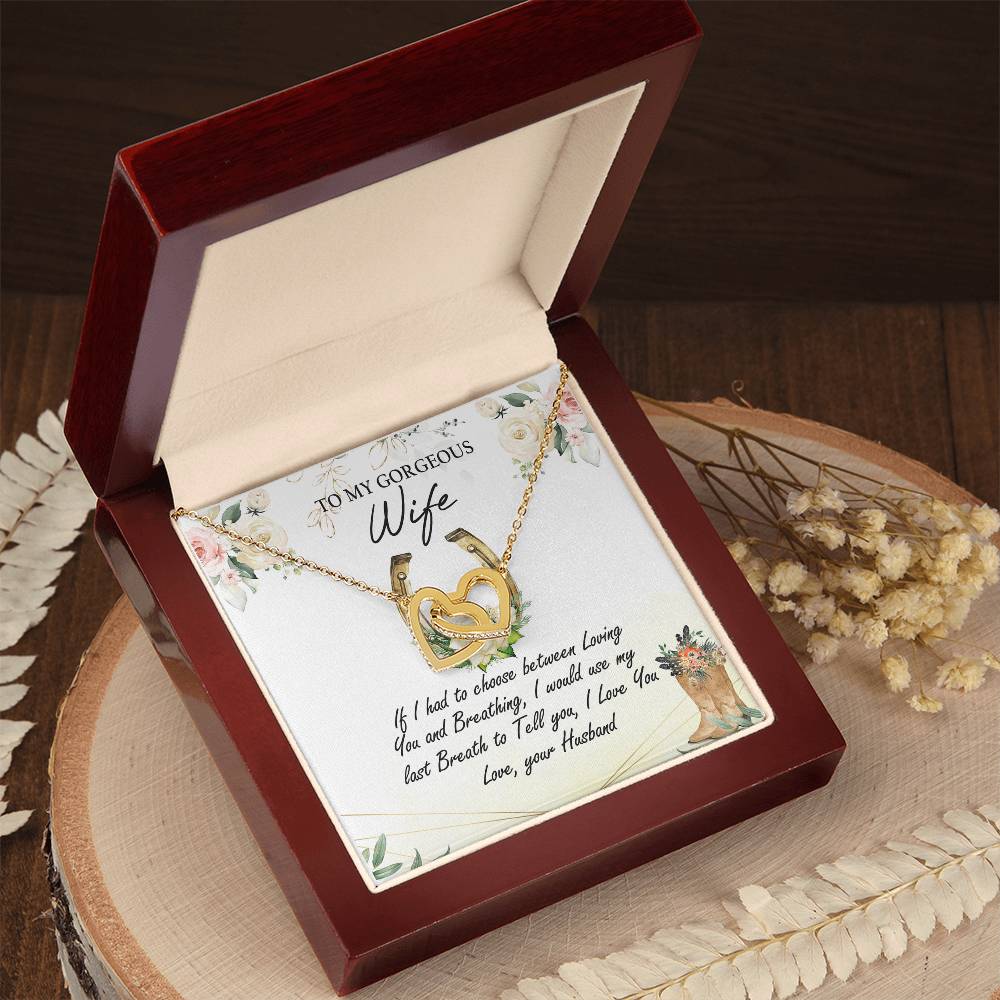 To My Gorgeous Wife Interlocking Hearts Necklace Mother'S Day Message Card