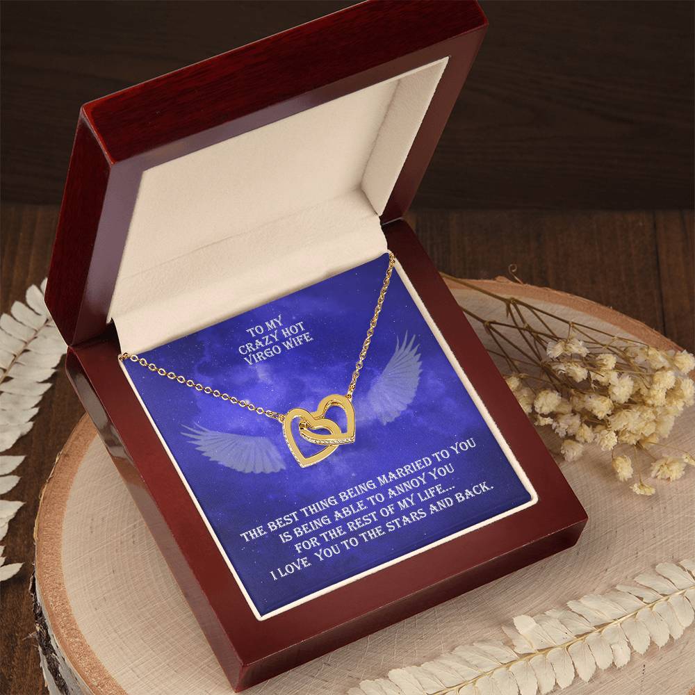 Hot Virgo Wife Interlocked Hearts Necklace With Personal Message Card And Jewelry Box. Interlocking Hearts Necklace