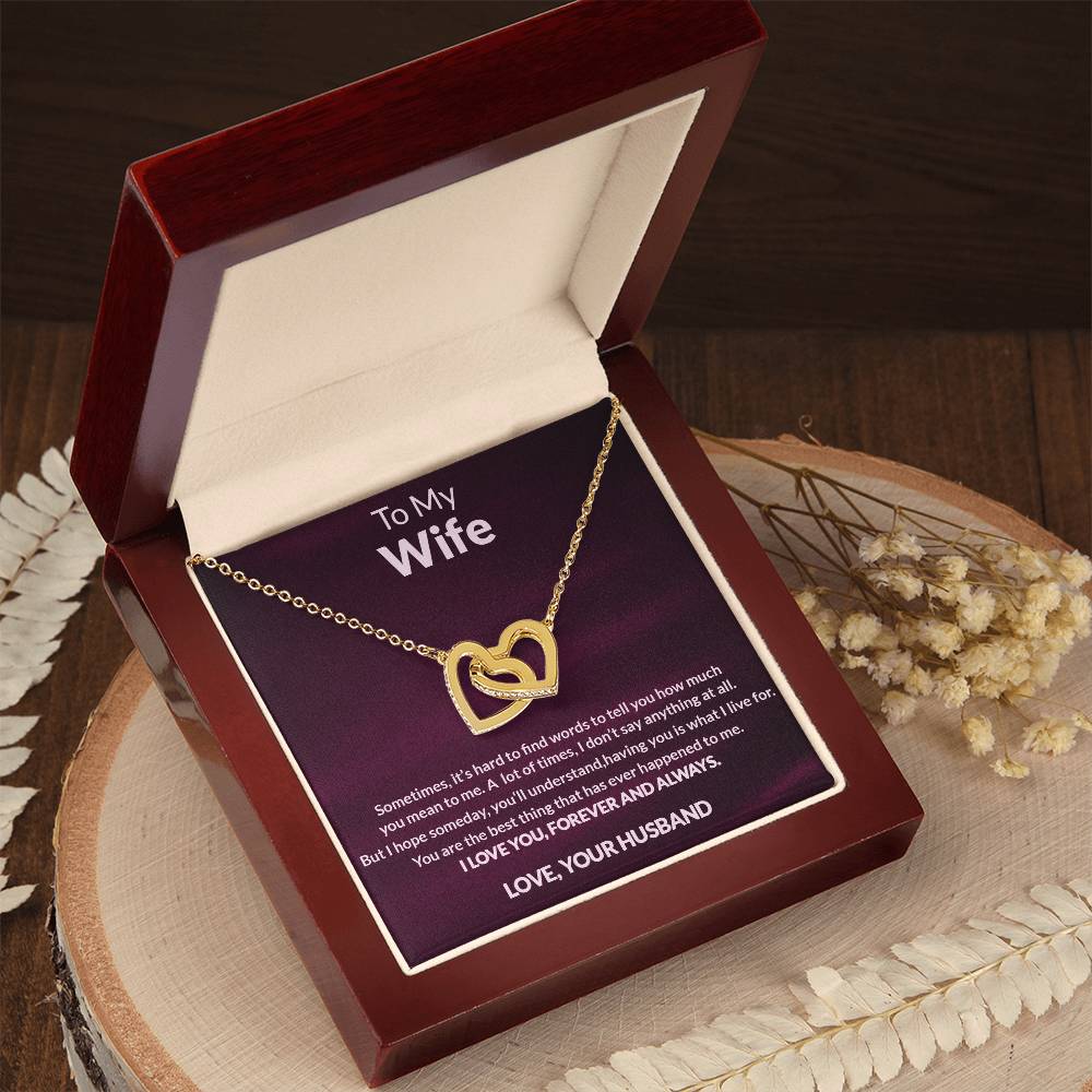 To My Wife Interlocking Heart Necklace Anniversary Gift For Wife Christmas Gift For Wife Interlocking Hearts Necklace