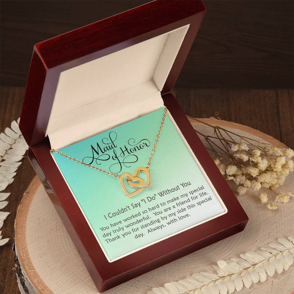 Maid Of Honor Linked Hearts Necklace Gift Interlocking Hearts Necklace