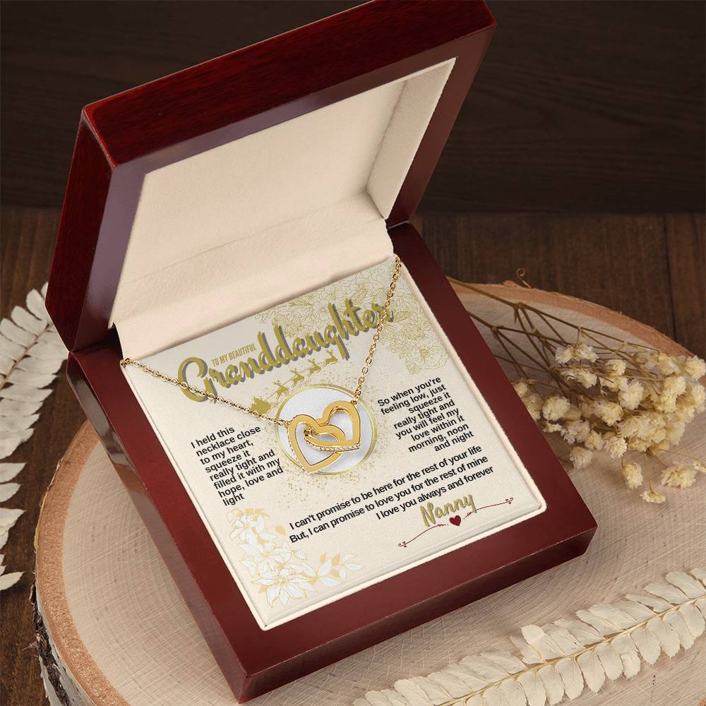 To My Granddaughter - Nanny Loves You Always & Forever - Necklace Interlocking Hearts Necklace