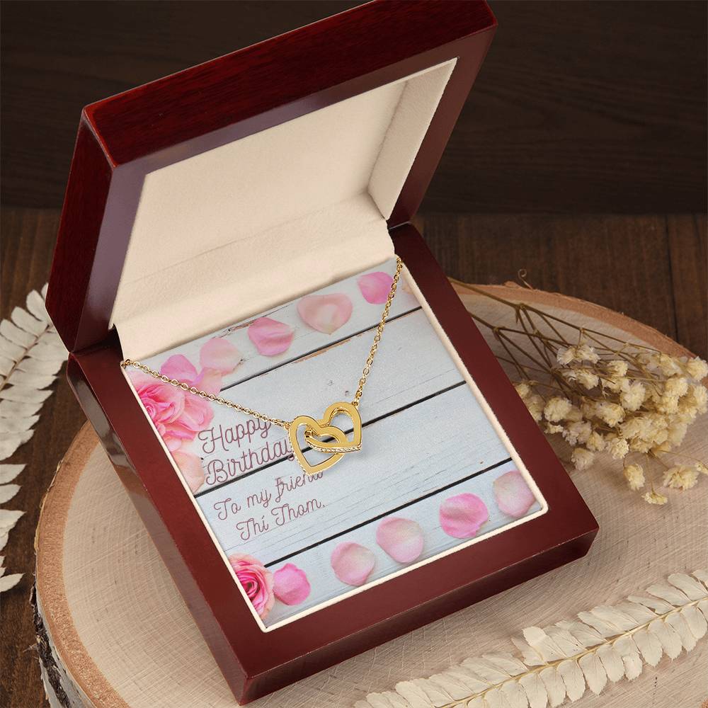 Happy Birthday To My Friend Interlocking Hearts Necklace