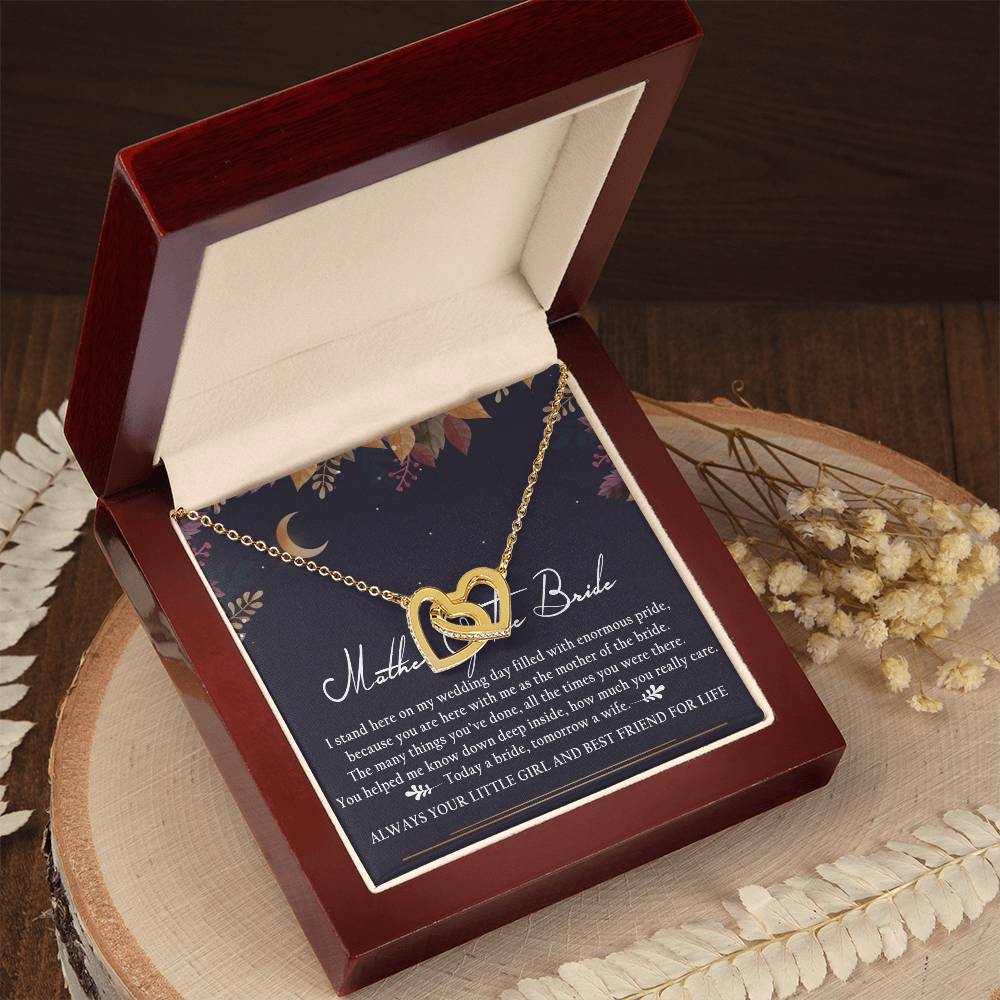 Mother Of The Bride Interlocking Hearts Necklace Message Card