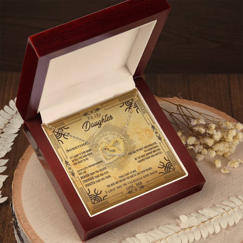 To My Daughter - Braver Than You Believe Interlocking Hearts Necklace
