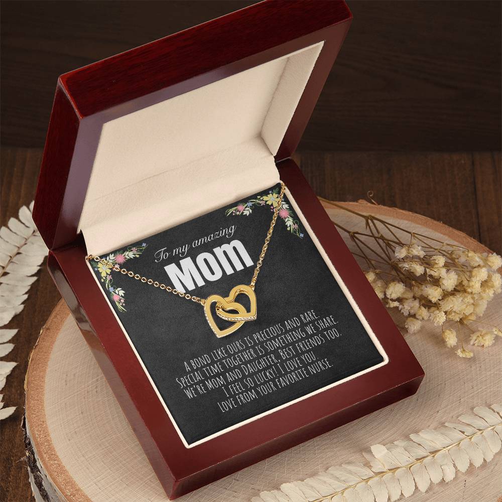 To My Mom - From Your Favorite Nurse Interlocking Hearts Necklace