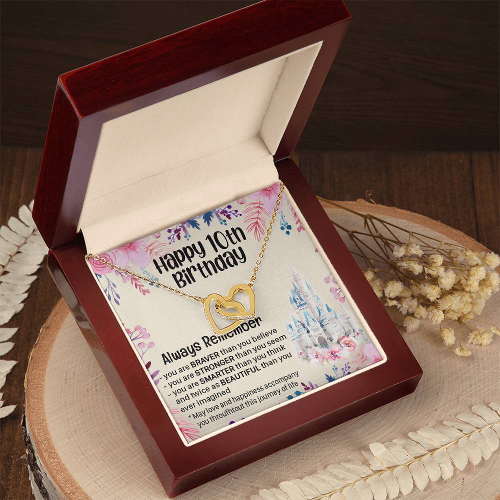 Happy 10Th Birthday Gift For Daughter Gift For 10 Years Old Birthday Teen Girl Daughter Necklace Gift Interlocking Hearts Necklace