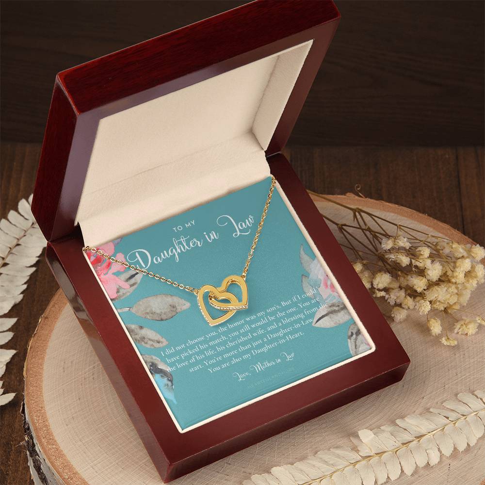 Daughter-In-Law Gift Necklace Wedding Gift Jewelry From Mother-In Law Gift For Bride Daughter-In-Heart Interlocking Hearts Necklace