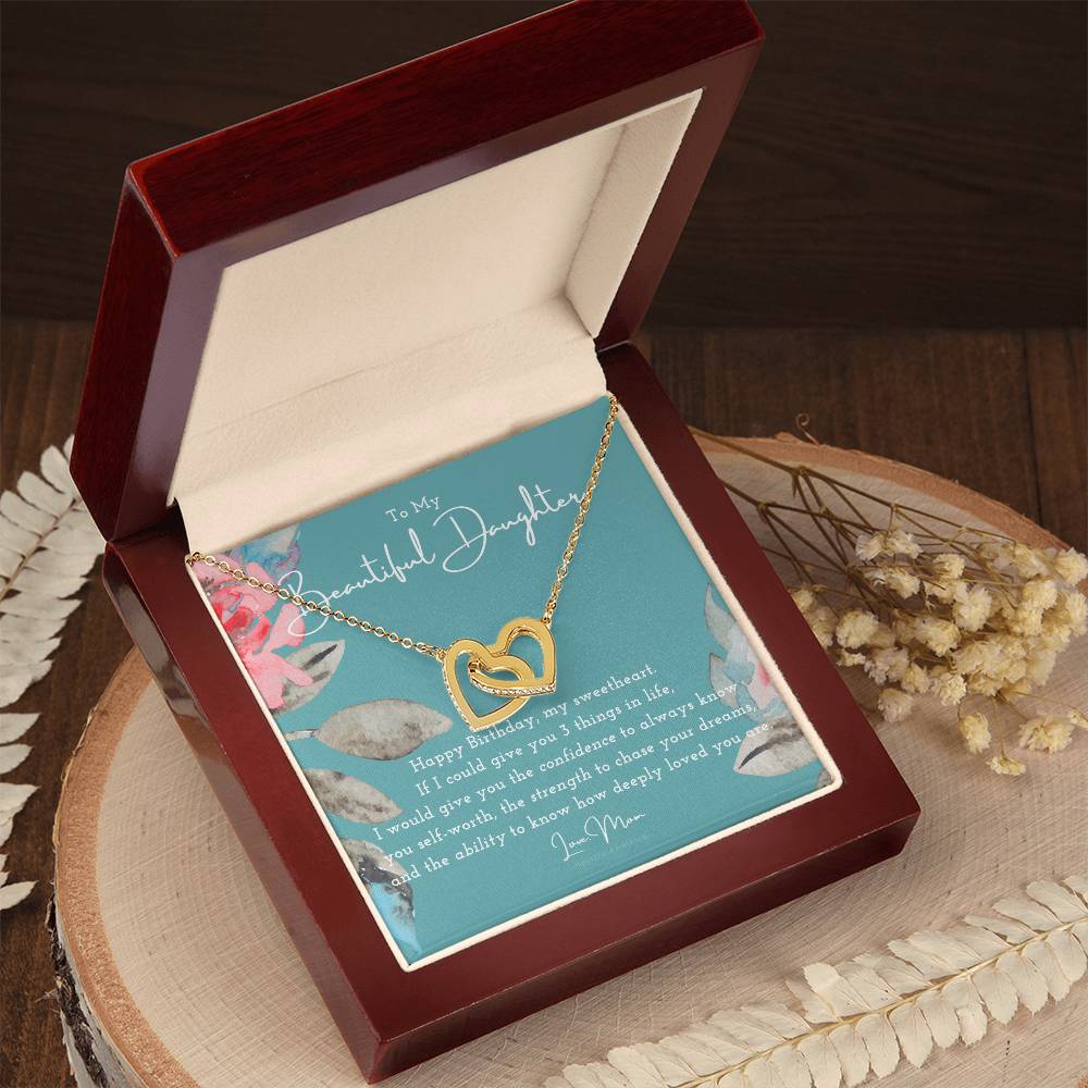 To My Daughter Daughter Necklace Anniversary Gift For Daughter Daughter Gift Gift For Daughter Birthday Gift Daughter Birthday Necklace Gift With Message Card Interlocking Hearts Necklace