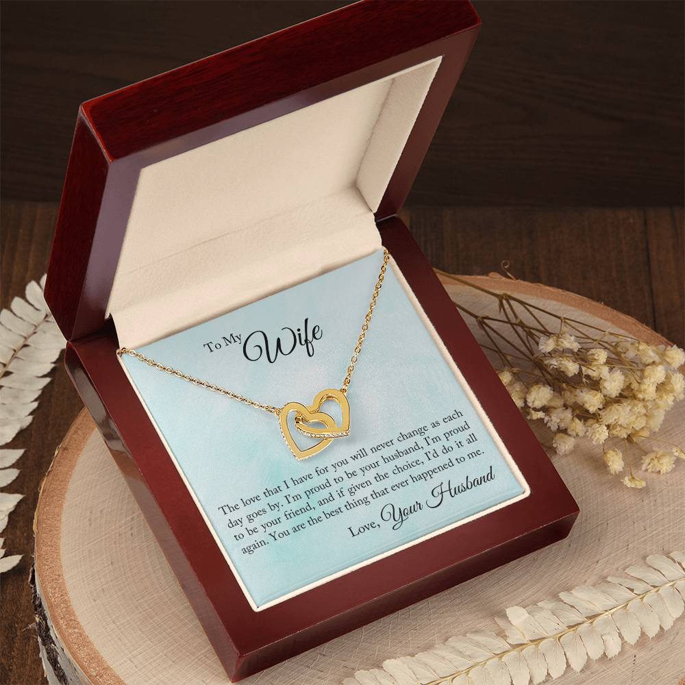 To My Wife - I'M Proud To Be Your Husband - Interlocking Heart Necklace Interlocking Hearts Necklace