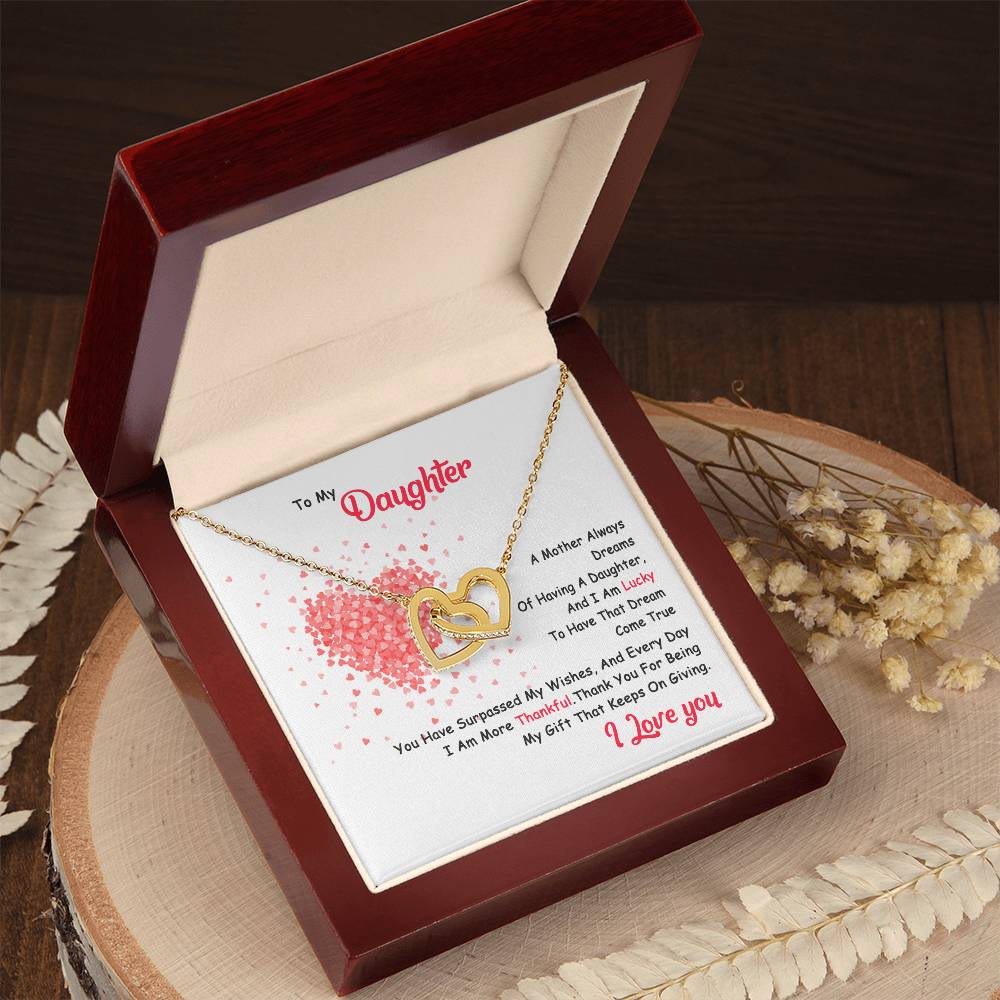 My Daughter - I Am Lucky To Have You Interlocking Hearts Necklace