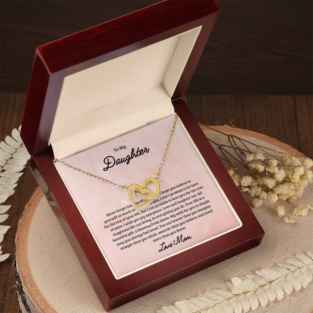 To My Daughter Joy & Peace From Mom Interlocked Hearts Necklace Interlocking Hearts Necklace
