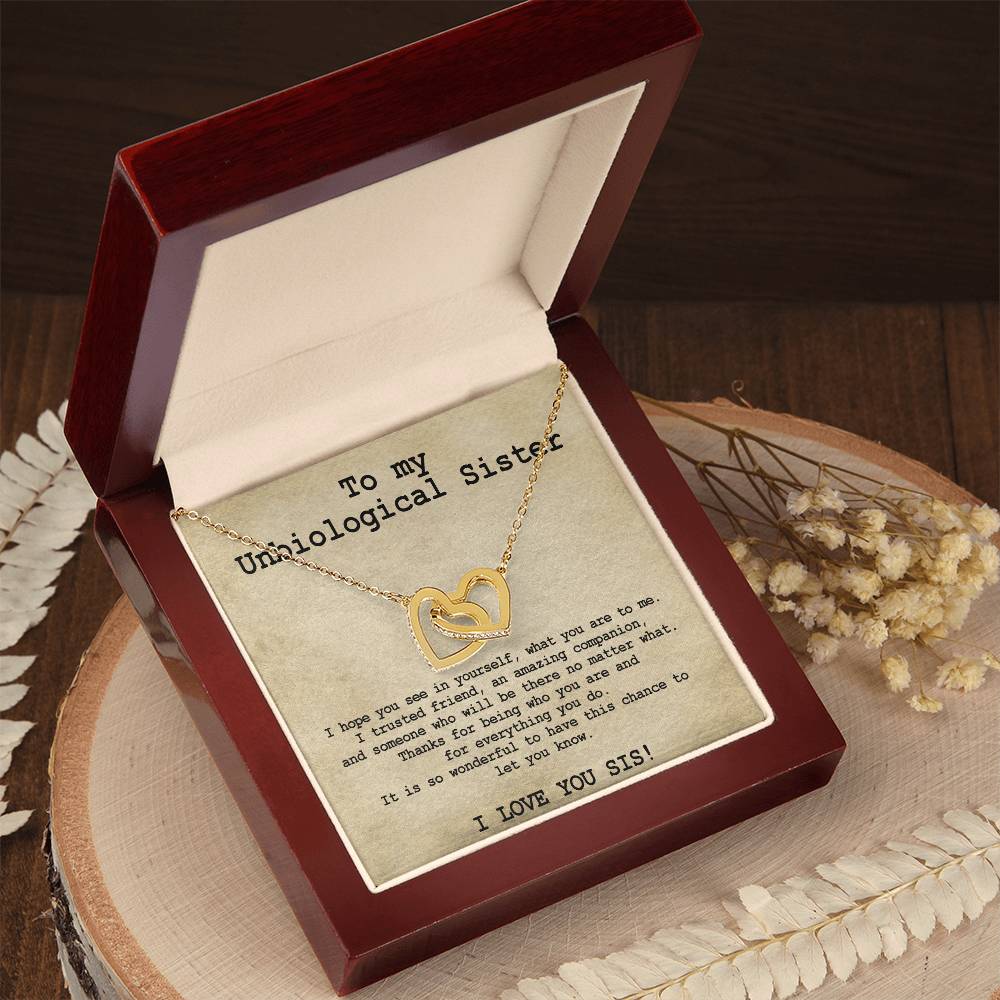 Unbiological Sister Necklace Soul Sister Big Little Sorority Sister In Law Necklace Step Sister Gift Tribe Necklace Best Friend Gift Bff Gift Interlocking Hearts Necklace