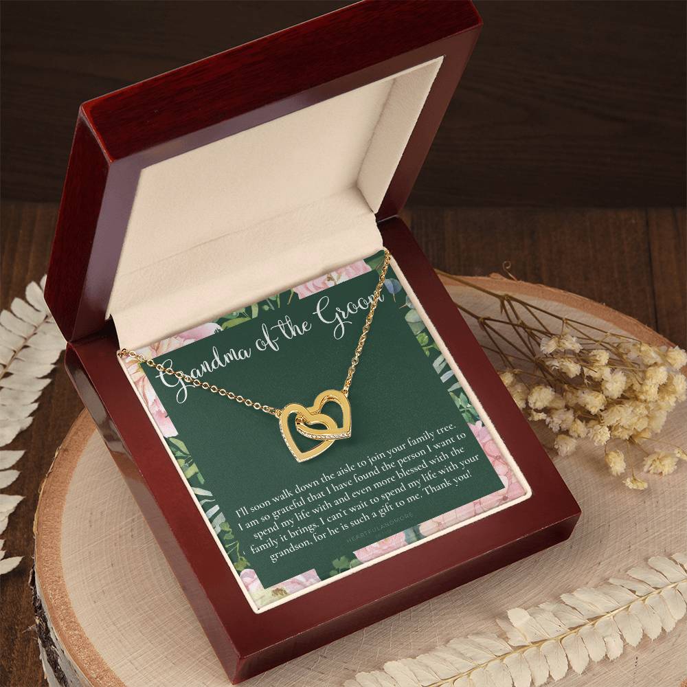 Grandmother Of The Groom Gift Necklace Grandma Wedding Gift Nana Bridal Shower Rehearsal Dinner Thank You Gift Interlocking Hearts Necklace