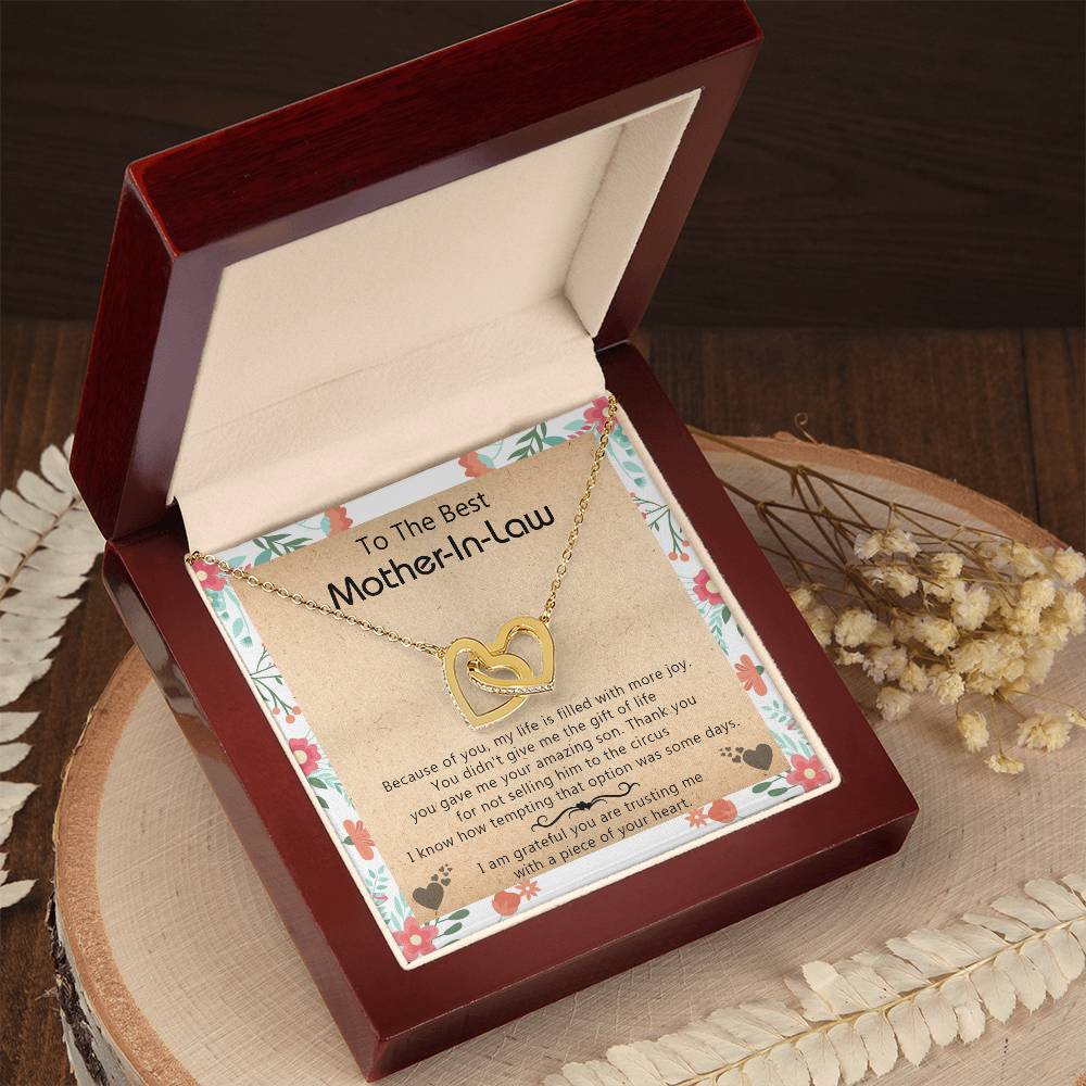 Gift For Mother-In-Law - My Life Is Filled With More Joy New - Interlocking Interlocking Hearts Necklace