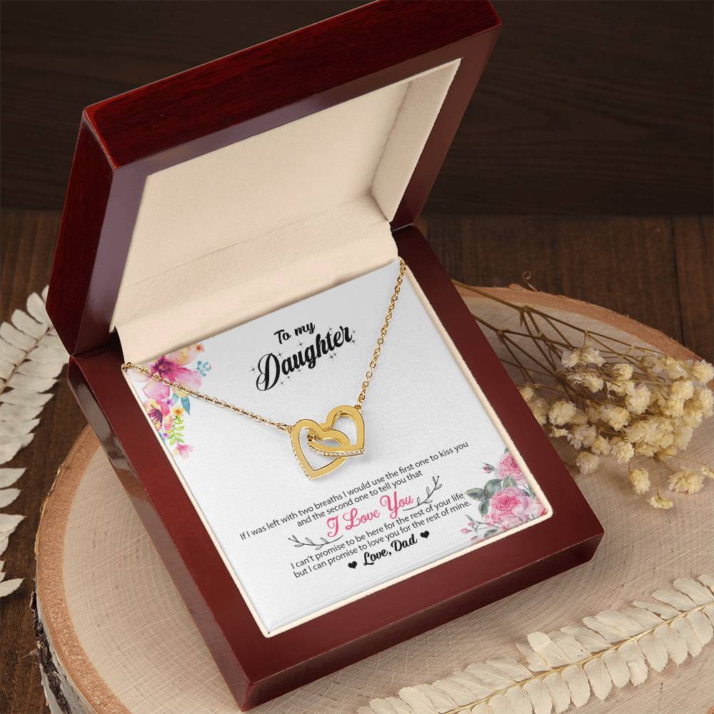 To My Daughter - I Promise To Love You For The Rest Of My Life Interlocking Hearts Necklace