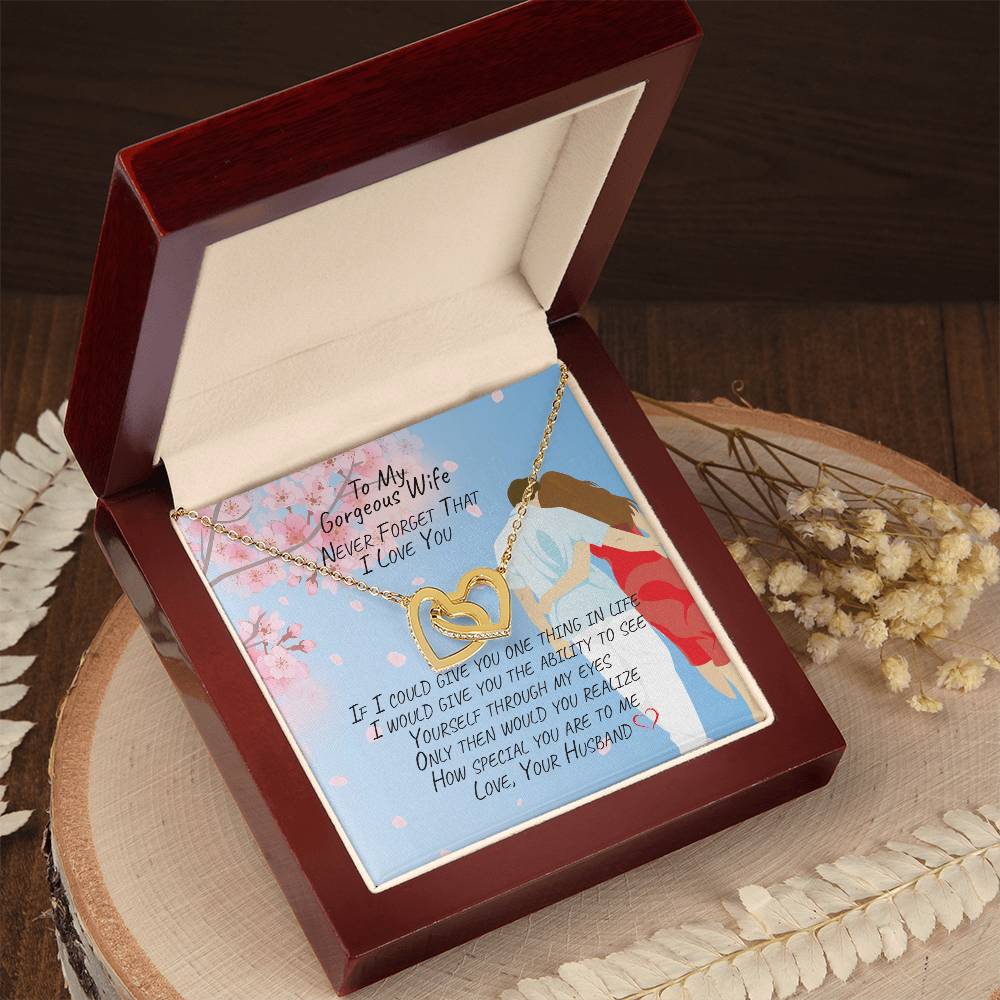 Gift For Wife - Interlocking Necklace- Never Forget That I Love You Interlocking Hearts Necklace